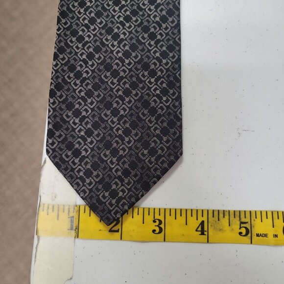 Gucci Mens Designer Geometric Print Tie Black Luxury Old Money Career Business - Picture 7 of 9